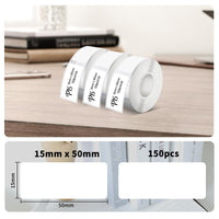 1 x RAW Customer Returns Pristar P15 Labels, 3 Rolls 15 mm 50 mm Self-Adhesive Thermal Ribbon Labels, Compatible with P15 Label Printer, Suitable for Home, Office, School, Warehouse Organization, White, 130 Labels Roll - RRP €17.14