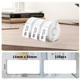 1 x RAW Customer Returns Pristar P15 Labels, 3 Rolls 15 mm 50 mm Self-Adhesive Thermal Ribbon Labels, Compatible with P15 Label Printer, Suitable for Home, Office, School, Warehouse Organization, White, 130 Labels Roll - RRP €17.14