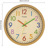 1 x RAW Customer Returns Foxtop Children s Wall Clock Without Ticking Sounds Modern Silent Children s Clock Colorful Clock for Boys Girls Children s Room Bedroom Kitchen Living Room School 30 cm - RRP €21.99