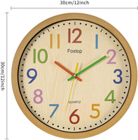 1 x RAW Customer Returns Foxtop Children s Wall Clock Without Ticking Sounds Modern Silent Children s Clock Colorful Clock for Boys Girls Children s Room Bedroom Kitchen Living Room School 30 cm - RRP €19.72