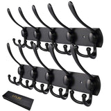 1 x RAW Customer Returns LYLIN coat hooks hook rail, coat hook stainless steel rustproof towel hook wall hook coat rail vintage jacket holder wall matt black, 15 hooks, 2pcs  - RRP €26.83