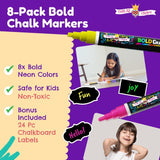 2 x RAW Customer Returns Chalky Crown Heavy Duty Chalk Markers - Erasable Markers - Chalk Pens for Chalkboards, Signs, Windows, Blackboards, Glass - Reversible Tip 8-Pack - Multi-Colour, 6 mm  - RRP €20.88