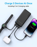 1 x RAW Customer Returns Asperx Power Bank 20000mAh quick charging function 22.5W, charging 3 devices at the same time PD 20W QC3.0  mobile phone batteries, small but strong battery pack, portable charger for iPhone Samsung smartphone Xiaomi - RRP €19.69