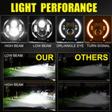 1 x RAW Customer Returns Kairiyard Pair 7 Inch LED Headlights 100W 10000LM 4 Lenses Angel Eyes 3000K 6000K 4 Modes Lighting Round Black Lights LED Offroad Fire Cross DRL HI LO Beam for Wrangler JK TJ LJ CJ Hum-mer - RRP €65.99