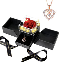 1 x RAW Customer Returns Yugefom Eternal Rose with 925 Sterling Silver Necklace Gifts for Women Preserved Rose Jewelry Gift for Her Valentine s Day Mother s Day Birthday Anniversary with LED Lights Gift Box - RRP €33.44