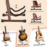 1 x RAW Customer Returns Guitar stand, wooden electric guitar stand with non-slip rubber and soft foam arms, portable foldable A-frame acoustic guitar stand, easy to assemble, floor stand for on the go - RRP €23.18