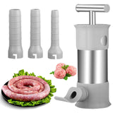 1 x RAW Customer Returns 2 in 1 sausage filling machine, sausage filler stainless steel, meatball maker sausage machine with 3 sizes of sausage tubes, for sausages, meatballs - RRP €20.02