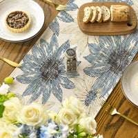 2 x Brand New Artoid Mode Retro Blue Daisy Table Runner, Seasonal Kitchen Decor, Indoor Dining Table, Party Holiday Decor, 40x140cm - RRP €38.4