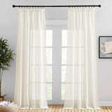 1 x RAW Customer Returns PONY DANCE living room curtains semi-transparent beige curtains with ruffle tape set of 2 H 245 x W 140 cm linen look curtains semi-transparent ruffle tape curtain linen look light beige - RRP €29.76