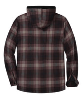 1 x RAW Customer Returns zitysport shirt jacket men with breast pocket fleece checked lined hoodie fleece lining coat winter jacket with pockets flannel hooded jacket men sweat jacket with hood brown, L  - RRP €61.99