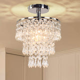 1 x RAW Customer Returns FRIXCHUR Small Crystal Chandelier Lighting Fixture Flush Mount Ceiling Light Chrome Lampshade Crystal Pendant Light for Hallway Girls Room Closet Dining Room Bathroom - RRP €22.8