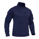 1 x RAW Customer Returns TACVASEN Men s Cotton Combat Long Sleeve Shirts with Pockets, Navy - RRP €44.35