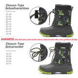 1 x RAW Customer Returns HOBIBEAR Winter Boots Children s Snow Boots Boys Girls Winter Outdoor Warm Waterproof Boots Grey-Fluorescent Green EU 35  - RRP €44.36