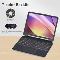 1 x RAW Customer Returns HUOBAO iPad Pro 11 Inch Case with Keyboard 1st 2nd 3rd 4th , Detachable iPad Air 5th 4th Generation Case with Keyboard, 7 Color iPad Backlit Keyboard, Trackpad and Pen Holder, QWERTY - RRP €89.64