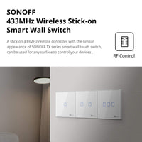 1 x RAW Customer Returns SONOFF T2EU3C-RF Push Button 86 Type Wall Plate Sticky 433MHz Wireless RF Remote Control, Two-Way Control, No Wiring Required, Battery Required not included , 3 Gang - RRP €12.19