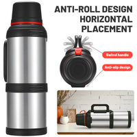 1 x RAW Customer Returns Olerd Thermos Bottle Thermos Flask 4.0L, Insulated Jug Stainless Steel Drinking Bottle, Insulated Bottle with 3 Drinking Cups, Double Wall Insulated Camping Water Bottle with Handle, 24h Hot Cold Silver  - RRP €45.99