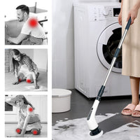 1 x RAW Customer Returns FARI Electric Spin Washer, Cordless Cleaning Brush with 7 Replaceable Drill Brush Heads, Tub and Floor Tile 360 Power Scrubber Mop with Adjustable Handle for Bathroom Kitchen Car White  - RRP €59.99