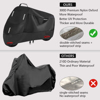 1 x RAW Customer Returns 300D Motorcycle Cover Outdoor Waterproof Motorcycle Cover Oxford Cover Motorcycle Tarpaulin Protective Cover with 5 Reflective Strips 2 Lock Holes XL 230 95 125cm  - RRP €39.99