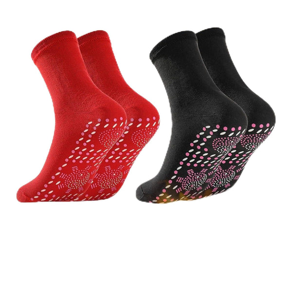 1 x Brand New Self-Heating Socks, Tourmaline Socks, 2 Pairs Self-Heating Thermal Socks, Magnetic Sock, Heated Socks, Warm Sock for Sports Running Red Black  - RRP €31.2