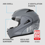 1 x RAW Customer Returns Westt motorcycle helmet men women flip-up helmet jet helmet with chin guard full face helmet scooter helmet motorcycle helmet with ECE DOT certification - RRP €76.58