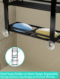 1 x RAW Customer Returns HapiRm hanging shower shelf - hanging shower shelf adjustable with 4 shower baskets, shower shelf without drilling with soap dish and hooks, shower shelf above the door glass wall bathroom door, black - RRP €30.24