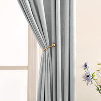 2 x Brand New EMEMA Curtain Opaque Velvet Curtain Velvet Curtains Decorative Curtain with Eyelets Fan-shaped Decorative Curtains for Living Room Bedroom 140 x 245 cm Set of 2 Grey-white - RRP €62.08