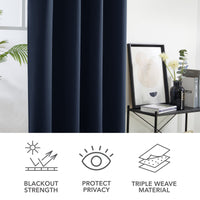 1 x RAW Customer Returns Deconovo opaque curtain with cold protection, opaque cold protection curtain, opaque, 214x132cm height x width , dark blue, set of 2 - RRP €28.52