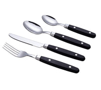 1 x RAW Customer Returns Exzact Cutlery Set 24 Pieces Stainless Steel - with Handmade Rivet Handles Retro Style Cutlery - 6 x Forks, 6 x Knife, 6 x Table Spoons, 6 x Tea Spoons Black  - RRP €18.77