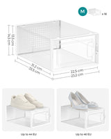 1 x RAW Customer Returns SONGMICS shoe boxes, set of 18, plastic shoe organizer, foldable and stackable, for shoes up to size 44, transparent-white LSP18SWT - RRP €47.99