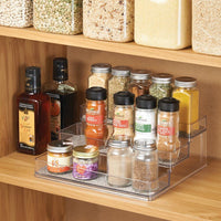 1 x RAW Customer Returns mDesign spice rack for kitchen cupboard practical storage option for keeping the kitchen tidy 3 levels, transparent metallic - RRP €21.41