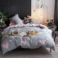 1 x RAW Customer Returns Lanqinglv Grey Pink Bed Linen 135x200cm 2 Pieces with Heart Pattern Children Girls Microfiber Reversible Bedding Set Duvet Cover with Zipper and Pillowcase 80x80cm - RRP €26.11