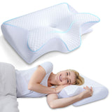 1 x RAW Customer Returns HOMCA Ergonomic Cervical Pillow, 2 in 1 Orthopedic Memory Foam Neck Pillow, Pillow for Side and Back Sleeping, 60 x 40 x 11 13cm - RRP €44.99