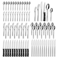 5 x RAW Customer Returns Cutlery set for 12 people, Hunnycook 72-piece dining cutlery with steak knife, stainless steel cutlery set with knife, fork, spoon for restaurant party wedding, dishwasher safe - RRP €180.0