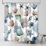 8 x Brand New AIBIIN 180x180cm Under the Sea Theme Shower Curtain Set Marine Starfish Shell Coral Sea Waterproof Bath Curtain with 12 Hooks Modern Home Bathtub Fabric Decoration - RRP €153.6