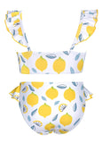 1 x RAW Customer Returns SHEKINI Bikini Girls Leisure Two-Piece Tankini Swimsuit Printed Ruffles with Summer Triangle Swimming Trunks Teenager Swimwear for 6-14 Years 10-12 Years, Yellow  - RRP €21.49