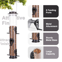 1 x RAW Customer Returns MIXXIDEA Outdoor Metal Tube Bird Feeder Hanging Bird Feeder for Wild Birds 6 Ports Hanging Bird Feeder Station Attracts Birds in Garden Balcony Coffee  - RRP €22.32