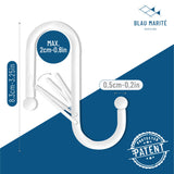 1 x RAW Customer Returns Blue Marit 10 S-shaped hooks with fall protection system. ROYAL model. Helps organize the house. White, Medium 8.3cm bars 2cm diameter  - RRP €15.28