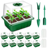 1 x RAW Customer Returns YAUNGEL indoor greenhouse cultivation box, 10 pieces 60 large cells mini greenhouse cultivation set with raised lid, seedling starter trays greenhouse cultivation tray with lid for plant, green - RRP €18.14