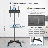 1 x RAW Customer Returns BONTEC Mobile TV stand on wheels for 23-60 inch plasma LCD LED TVs, portable with laptop shelf, height-adjustable rollable TV cart up to 25kg, max. VESA 400x400mm - RRP €59.99