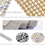 14 x Brand New Qiwenr Self-Adhesive Crystal Rhinestone Diamond DIY Decoration Sticker Rhinestone Ribbon with 2 mm Rhinestones for Crafts Car Phone Christmas Decoration AB Color, 8 Drill Rows 1.7 cm Width  - RRP €124.18