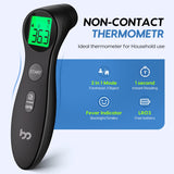 1 x RAW Customer Returns Contactless fever thermometer for babies, children and adults, forehead thermometer infrared digital thermometer for quick and hygienic measurement, fever alarm and 3-color display, black - RRP €21.92