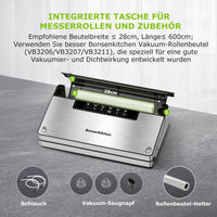 1 x RAW Customer Returns Bonsenkitchen vacuum sealer, powerful vacuum sealer with 5 modes, 8 L min, Globefish technology for continuous work at high speed, fast vacuum, roll storage with cutter, 125W - RRP €58.51