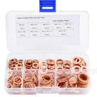 1 x RAW Customer Returns ASIV 200 pieces copper sealing rings assortment, M5-M14 copper flat washers sealing ring copper rings assortment set copper sealing rings 9 sizes  - RRP €9.96