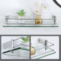 1 x RAW Customer Returns SAYAYO Bathroom Shelves Glass Shower Shelf Wall Mounted Shower Storage Shelf with Shelf, Rectangular Tempered Glass, Polished Chrome Finish, 40CM, EGC1000-40-C - RRP €37.99