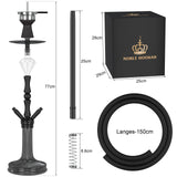 1 x RAW Customer Returns NOBLE HOOKAH 77cm Shisha Set 2 hoses made of aluminum tube with 2 connections and complete shisha accessories - shisha head, beautiful glass vase, molasses catcher, 2 hoses and handle black  - RRP €80.99