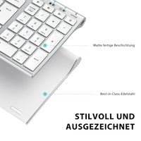 1 x RAW Customer Returns iClever wireless keyboard, BK10 Bluetooth keyboard Mac with 3 Bluetooth channels, ultraslim rechargeable QWERTZ German keyboard, wireless keyboard for iOS, Android, Windows, white - RRP €33.56