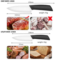 1 x RAW Customer Returns CORESLUX ceramic knife set, 4 ceramic kitchen knives set with 1 peeler, non-stick coating, sharp, chef s knife, ceramic knife set for cutting fruit, vegetables, meat white  - RRP €23.99