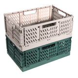 1 x RAW Customer Returns 2 pieces folding box, plastic sturdy folding boxes, foldable storage basket, stackable folding boxes set for storage kitchen, bedroom, study, office, garden gray dark green, 30.5 20 cm 12 cm  - RRP €19.15