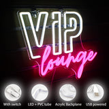 1 x RAW Customer Returns VIP Lounge Neon Sign for Wall Decoration, VIP Neon Light for Room Decoration, VIP Neon Light Sign with USB Powered for Hotel, Club, Cafe, Bar, Office, Shopping Center, Game Room Pink White  - RRP €35.39