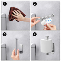 1 x RAW Customer Returns Toilet paper holder without drilling, toilet toilet paper drilling paper holder self-adhesive toilet paper holder stainless steel drilling paper holder toilet paper holder - RRP €9.0